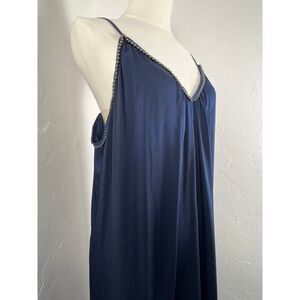 NAVY MAXI SLIP DRESS Adjustable Straps Bead Detailing (Womens: Large)